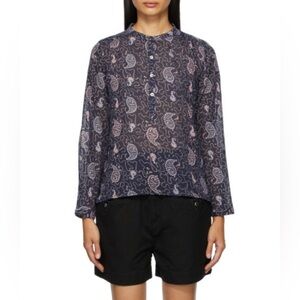 Isabel Marant Etolie Maria Shirt Long Sleeve Navy Pink Size 34